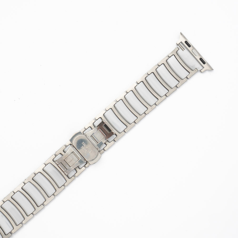 Stålrem Elegance - Silver / White Til Apple Watch - Billede 3
