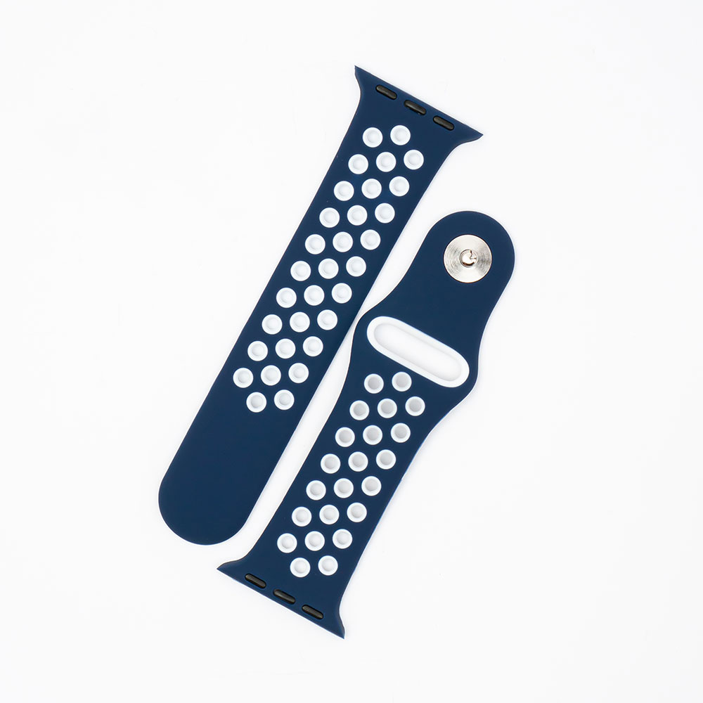 Silikone Fitness - Navy / White Til Apple Watch - Billede 2